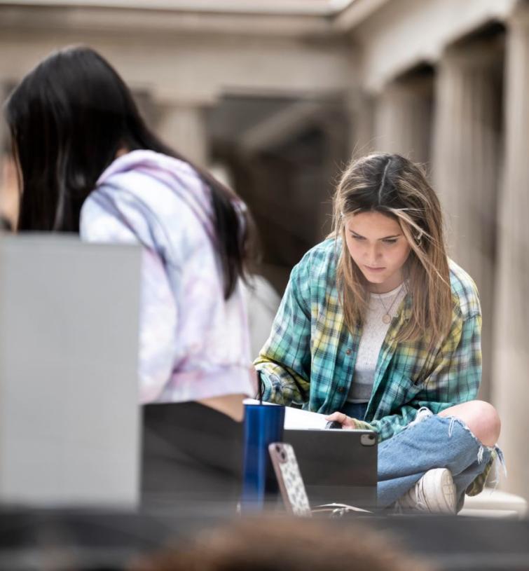 psychology student studying